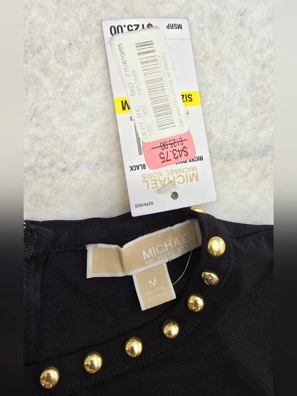 Michael Kors Black Studded Short-Sleeve Bodycon Dress